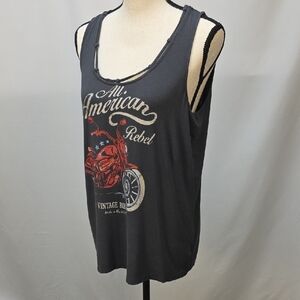 Maurices Charcoal and Red Graphic Tank Top